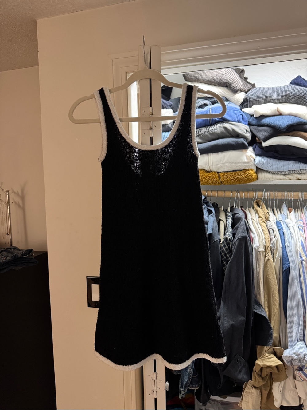 H&M Classic Black Tank Dress with White Trim - Women